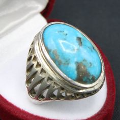 Natural Oval Shape Neshapuri Feroza Firoza Turquoise Men Ring in Handmade 925 Sterling Silver Handmade RIng Product Type: Ring Ring Size: 5 US, 6 US, 7 US, 8 US, 9 US, 10 US, 11 US, 12 US, 13 US, 14 US, 15 US, 16 US Stone Type: Feroza Neshapuri Metal Type: Sterling Silver 925 Main Stone: Turqoise, Feroza Neshapuri (Stone Texture will be different for each ring) Main Stone Color: Light Blue Handmade: Yes About us: We offer a variety Real and Laboratory Created gemstones rings in Real 925 Silver S Traditional Oval Turquoise Ring, Gemstones Rings, Turquoise Men, Special Ring, Men Ring, Stone Texture, Ring Stone, 925 Silver Rings, Mother Day Gifts