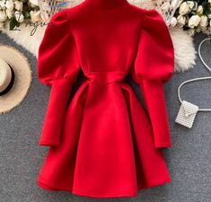 Brand Name: IngvnSilhouette: A-LINEOrigin: CN(Origin)Season: AutumnNeckline: TurtleneckSleeve Style: Puff SleeveStyle: CasualDresses Length: Above Knee, MiniMaterial: PolyesterMaterial: SpandexAge: Ages 18-35 Years OldModel Number: women party dressSleeve Length(cm): FullGender: WOMENWaistline: empirePattern Type: Solidblack dress: green dresskerst red dress: vestidos de fiestadress for new year 2022: robe femme hiverwhite dress: autumn winter dress 2022 Winter Dress 2022, Woman Red Dress, Puff Long Sleeve Dress, Dress 2022, Red Dress Women, Dress Autumn, Long Sleeve Dresses, Puff Long Sleeves, Winter Dress