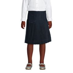 Give her pleats for days in our Pleated Skirt that sits right before the knee. It's a perfect staple for your school uniform wardrobe. Dress it up or dress it down but no matter how you wear it it will resist wrinkles and ensure comfortability. Spin twirl jump the pleats will never lose their shape in our easy-care fabric. It's a fashion favorite no matter the season and adjusts to her waist so she can continue to wear it year after year. The drape on this skirt is unbeatable and definitely a cl School Uniform Skirts, Polo Shirt Girl, Below The Knee Skirt, Chambray Skirt, Toddler Skirt, Navy Pencil Skirt, Knee Skirt, Pleated Tennis Skirt, Classic Skirts