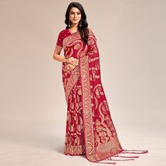 Red colored saree is prettified with beautiful weaving with swarovski work as shown which makes it appear classy. This saree is made of banarasi silk fabric which is accompanied with banarasi silk blouse piece which you can customise as per your design/style. Women can buy this saree to wear for their festive and functions. Note:- The actual product may differ slightly in color and design from the one illustrated in the images when compared with computer or mobile screen. Measurements: Saree : Banarasi Silk : 5.5 Mtrs Blouse : Banarasi Silk : 0.8 Mtr Material: Banarasi Silk Stitch Type: Unstitched Occasion: Festive, Sangeet Country of Origin: India Care Guide: Dry Clean Red Pre-draped Saree With Zari Weaving In Dola Silk, Red Pre-draped Saree With Zari Weaving On Dola Silk, Red Self Design Pre-draped Saree In Dola Silk, Red Pre-draped Saree In Art Silk With Self Design, Red Pre-draped Saree With Self Design For Eid, Eid Red Pre-draped Saree With Self Design, Red Self-design Pre-draped Saree For Eid, Red Dola Silk Saree With Zari Weaving, Festive Red Banarasi Silk Saree