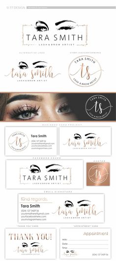 the logo and business card design for tara smith, an eye makeup artist in london