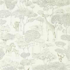 an animal themed wallpaper with zebras and giraffes