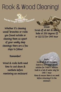 rock and wood cleaning poster with instructions