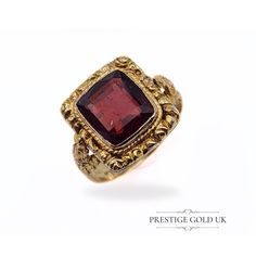 ** Visit Our Store → https://www.etsy.com/shop/prestigegolduk ** Any boxes are for display purposes only This exquisite antique square-cut garnet ring showcases a large, vibrant garnet solitaire. Stamped and tested as 9ct gold, this piece combines elegance with vintage charm, making it a timeless addition to any jewellery collection. Its detailed craftsmanship and rich history are sure to captivate and impress. * UK Size      K 1/2  * US Size      5 1/4  * Euro Size   51 * Stamped 9ct and Tested Classic Gold Ruby Ring With Diamond Cut, Charm Making, Garnet Ring, Square Cut, Garnet Rings, Jewellery Collection, Solitaire Ring, Vintage Charms, Stone Rings