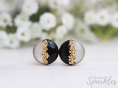 Beige black studs Titanium earrings Hypoallergenic | Etsy Black Round Earrings For Wedding, Black Round Wedding Earrings, Black Hypoallergenic Earrings For Anniversary, Black Hypoallergenic Earrings For Party, Minimalist Black Earrings For Anniversary, Simple Studs, Black Studs, Handmade Clay Jewelry, Black Stud Earrings