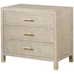 an image of a wooden chest of drawers with gold handles on each drawer and bottom