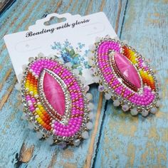 These earrings have a quality centers and are backed with pigskin suede and crystal rhinestone banding. Fingernail posts for comfortable and secure wear. 6*4 cm Hot Pink Earrings, Beaded Jewelry Tutorials, Pig Skin, Pink Earrings, Jewelry Tutorials, Jewelry Earrings Studs, Crystal Rhinestone, Beaded Jewelry, Etsy Earrings