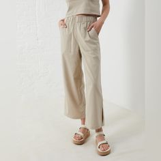 Upwest Ecohemp Wide-Leg Pull-On Pant R161 Excellent Condition. Bnwt Beige Wide Leg Cropped Pants With Pockets, Beige Cropped Wide Leg Pants With Pockets, Beige Cropped Leg Wide Pants In Cotton, Casual Flax-color Wide Leg Cotton Pants, Casual Flax Wide Leg Cotton Pants, Casual Flax Cotton Wide Leg Pants, Beige Cotton Cropped Wide Leg Pants, Casual Neutral Wide Leg Cotton Pants, Beige Cropped Wide Leg Cotton Pants