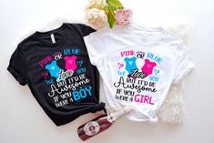 Pink or Blue We Love You Shirt,Gender Reveal Party Shirts,Team Boy or Girl Shirts,Baby Announcement Shirts,Gender Reveal Shirts,Pink or Blue * High quality and super soft, comfortable shirt. Made with top-of-the-line vinyl and pressed with a professional grade heat press. * Please check all color and size charts before place the order. Since all shirts are custom made based on your selection, I don't accept return or exchange unless there is an issue with your order. *We're working with differen Pink Pre-shrunk T-shirt For Gender Reveal, Blue T-shirt With Text Print For Gender Reveal, Fun Pink Shirt With Funny Text, Cute Summer Tops For Gender Reveal, Fun Pink Shirt With Text Print, Cute Blue Shirt For Gift, Cute Blue Shirt As A Gift, Trendy Pink Tops For Birthday, Cute Blue Shirt As Gift