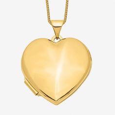 Features: Quick ShipJewelry Closure: Spring Ring ClaspLink Construction: SolidShape: HeartMetal Color: YellowChain Length: 18 InchChain Width: .5 MillimetersPendant Length: 26mmPendant Width: 22mmChain Construction: BoxCare: Wipe CleanMetal: 14k GoldNecklace Type: Locket NecklacesCountry of Origin: Imported Classic Double Heart Gold Jewelry, Valentine's Day Yellow Gold Locket Jewelry, Valentine's Day Yellow Gold Locket, Gold Heart Cut Locket Necklace For Keepsake, 14k Gold Heart Locket Jewelry, 14k Gold Heart-shaped Locket, Heart-shaped 14k Gold Locket, Elegant Heart-shaped Yellow Gold Locket Necklace, Yellow Gold Double Heart Locket Jewelry