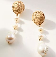 For the woman whose aesthetic is beachy boho-glam - these darling dangles are for you! By pairing rhinestones, pearls, and raffia drop - we've incorporated a few of our favorite things to create the Delphine Drops Elegant Summer Wedding Pearl Earrings, Elegant Summer Pearl Earrings With Pearl Charm, Elegant Pearl Charm Earrings For Summer, Elegant Pearl Earrings With Pearl Charm For Summer, Elegant Summer Pearl Earrings, Elegant Pearl Earrings For Summer, Elegant White Pearl Earrings For Summer, Elegant Gold Pearl Earrings For Summer, Summer Pearl Drop Earrings