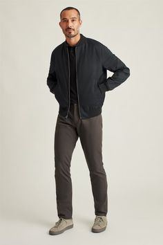 The Boulevard Bomber | Bonobos Urban Varsity Jacket With Ribbed Cuffs For Workwear, Casual Workwear Outerwear With Zip Cuffs, Casual Cotton Varsity Jacket For Work, Casual Outerwear With Zip Cuffs And Relaxed Fit, Casual Outerwear With Stand Collar And Welt Pockets, Urban Outerwear With Ribbed Cuffs For Work, Classic Everyday Outerwear With Ribbed Cuffs, Casual Fall Outerwear With Contrast Cuffs, Urban Outerwear With Ribbed Cuffs For Everyday