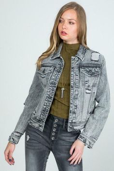 #ad Great shopping ideas for Distressed Gray Denim Jacket, Fashion womens jacket Grey Denim Jacket, Denim Jacket Fashion, Jacket Fashion, Distressed Denim Jacket, Shopping Ideas, Grey Denim, Outfit Casual, Distressed Denim, Size Clothing