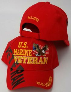 Marine hat, quality embroidery, fits many men and some women with adjustable strap up to about 23 inch heads. Heavy duty construction. Standard length bill. Six panel with structured mid-profile crown for a distinguished appearance. Durable fabric that resists stains and fading. Marine Veteran, Female Marines, Many Men, Baseball Cap, Caps Hats, Trucker Hat, Heavy Duty, Crown, Baseball