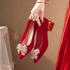 Wedding shoes high heels, coarse heel low heel red suede bride shoes, pointed single shoes wedding shoesMaterial:velvet,rubberColor:as pictureStyle:wedding shoesFeatures:diamondSize:35,36,37,38,39 Elegant Low Heel Block Heels For Prom, Elegant Banquet Heels With Block Heel, Elegant Block Heel Heels For Banquet, Elegant Almond Toe Block Heels For Party, Elegant High Heel Block Heels For Prom, Elegant Block Heel Kitten Heels For Wedding, Elegant Kitten Heels With Block Heel For Weddings, Elegant Wedding Kitten Heels With Block Heel, Elegant Low Heel Court Shoes For Prom