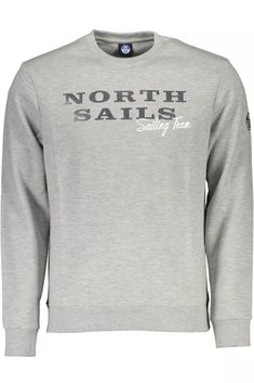 North Sails Gray Cotton Men Men's Sweater Stylish Sweaters, Bold Prints, Grey Cotton, Estonia, Cotton Sweater, Casual Wardrobe, Unique Print, Grey Sweater, Neck Designs