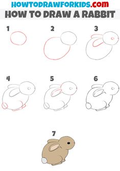 how to draw a rabbit step by step instructions for kids and beginners with pictures