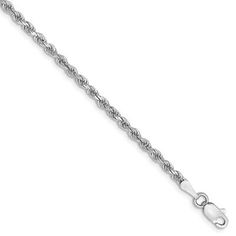 (eBay) This gorgeous rope chain handmade from solid rhodium-plated 14k white gold features a sparkling, diamond-cut design that measures 2.25mm in width and is finished with a lobster claw clasp. Looks great alone or layered with multiple chains. 7 inches in length. Gold Rope Chains, Handmade Fine Jewelry, Bow Jewelry, Wide Bracelet, White Gold Bracelet, Fine Jewelry Bracelets, Gold Bracelet Chain, Chain Anklet, Anklet Jewelry