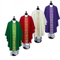 Gothic style Chasuble with a matching inner stole Manufactured from a high quality stain resistant polyester fabric. Fabric alteration on demand. The used material is airy and crease-resistant, applicable for standard washing and ironing. Its quality significantly helps to maintain the colour and shade given to the garment. Quality woven orphrey belts to the front and back give an appropriate style to the vestment. The chasuble has been finished with a colour-adjusted trim on the edges. A matchi Priestly Garments, Catholic Vestments, Catholic Priest, Jean Baptiste, Gothic Style, Gothic Fashion, Exclusive Designs, Poland, Academic Dress