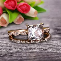 an engagement ring with a princess cut diamond