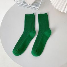 Make these socks a part of your aesthetic look 💚Free SizeMaterial: Cotton, Polyester Aesthetic Socks, Solid Socks, Slouch Socks, Summer Sock, Green Socks, Artsy Outfit, Women Crew Socks, Socks For Women, Women Socks