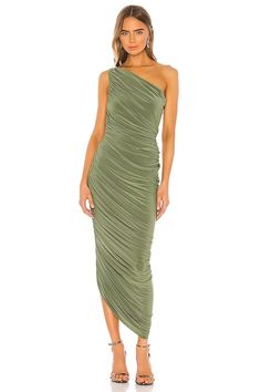 Norma Kamali Diana Gown in Celadon | REVOLVE Norma Kamali Diana Dress, Black Tie Optional Wedding, Diana Gown, Diana Dress, Norma Kamali Dress, Green Cocktail Dress, Revolve Dresses