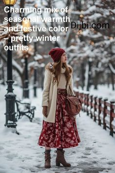 Outfit Winter Ideas, Beanie Outfit Winter, Skirt Outfits For Fall, Midi Skirt Outfits, Outfits For Short Women, Fashionista Outfits, Pretty Winter Outfits, Trendy Christmas Outfits