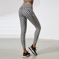 Checkered Leggings. A comfortable fit with a sporty look for workouts, yoga or just hanging out. Feel comfortable and look great. Detail: Quick Dry/BreathableDetail: Side & Back PocketsWaist Type: HighMaterial: (75%) Nylon, (25%) Spandex Casual Compression Bottoms For Pilates, Casual Full-length Compression Yoga Pants, Casual Sweatpants For Pilates, Sporty Yoga Sweatpants With Stretch, Casual Activewear Long Pants For Pilates, Sporty Elastane Sweatpants For Yoga, High Stretch Casual Tights For Pilates, Casual Compression Leggings With Elastic Waistband, Casual Compression Bottoms For Yoga