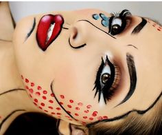 Pinup Costume, Monster Makeup, Pin Up Makeup, Creepy Halloween Makeup, Cute Halloween Makeup, Halloween Makeup Diy, Face Paint Makeup, Vintage Halloween Costume