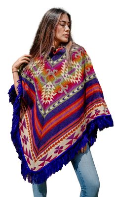 PRICES MAY VARY. Alpaca ponchos are extremely soft compared to cashmere with classic and sophisticated design. It's Geometric art desing adds style and a Bohemian feel to it. Perfect Gift 54 inch x 82.5 inch or 125 cm x 210 cm Machine Wash, Cold Water, delicate. Tumble Dry on Low or Delicate. It made from alpaca, a luxurious wool that is lighter than traditional wool, making it a lighter, softer, and more breathable garment. Ideal for mild spring and summer weather too! Alpaca World is an Ecuado Handmade Alpaca Shawl Poncho, Handmade Alpaca Bohemian Shawl, Bohemian Alpaca Poncho, Cozy Knitted Alpaca Poncho, Cozy Multicolor Alpaca Poncho, Mens Poncho, Alpaca Poncho, Boho Poncho, Baby Alpaca