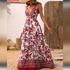 Summer Maxi Dress Floral, Maxi Dress Floral, Chic Maxi Dresses, Butterfly Blouse, Red Boho, Floral Midi Skirt, Summer Maxi, Fabric Floral, Vacation Dresses