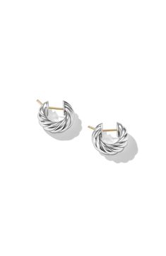 Sterling silver. Earrings, 14.4 x 5.4mm. Imported. David Yurman Earrings, David Yurman Jewelry, Chic Earrings, Fashion Videos, David Yurman, Sterling Silver Earrings, Silver Earrings, Cable, Hoop Earrings