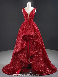 Red Sparkly Prom Dresses, 2021 Prom Dresses, Gown Prom Dresses, Sparkly Prom Dresses, V Neck Prom Dresses, Prom Dresses Sleeveless, Sequin Prom Dresses, Red Gowns, Red Prom