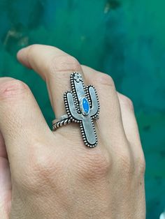 Handmade in sterling silver, size 9. Cactus Ring, Lake Havasu City, Lake Havasu, Saguaro Cactus, Rings Statement, Statement Rings, Beauty Book, Cactus, Jewelry Rings