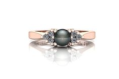 14k Rose Gold Engagement Ring, Black Pearl Ring, diamond pearl ring, Black Pearl Engagement Ring, black tahitian pearl rings, pearl ring Black Diamond Rose Gold Engagement Ring, Engagement Ring Black, Black Pearl Ring, Tahitian Pearl Ring, Pearl Wedding Ring, June Birthstone Ring, Pearl Engagement Ring, Ring Pearl, Black Engagement Ring