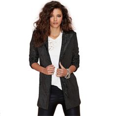 Autumn Women Sequin Blazers Jackets Gold Bling Silver Black Long Sleeve Elegant Suit Coats Night Elegant Suit, Nye Outfits, Suit Jackets For Women, Sequin Blazer, Rave Outfit, Suit Coat, Sequin Jacket, Long Blazer, Long Sleeve Blazers