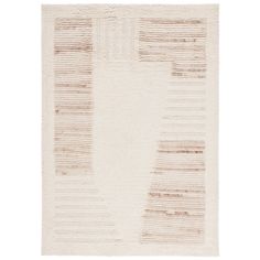 a white rug with stripes on the bottom and one stripe in the middle, against a white background