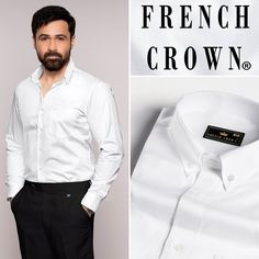 hidden Understated Luxury, Formal Casual, Giza, Button Down Collar, Collar And Cuff, Classic White, Full Sleeve, Formal Event, Bright White