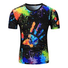 Style: Fashion Material: Cotton,Polyester Sleeve Length: Short Collar: Crew Neck Pattern Type: Hand-painted Package Contents: 1 x T-Shirt Funky Jeans, Splatter Nails, Shirt Outfit Men, Fashion Site, Splatter Paint, Diy Clothing, Cheap T Shirts, Paint Print, Tee Shirt Homme