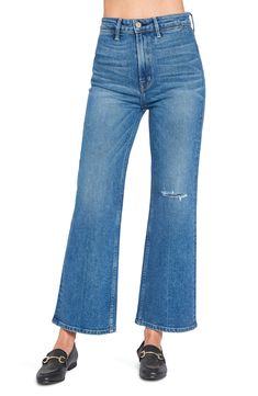 A flattering high waist and wide-leg silhouette lend of-the-moment appeal to medium-blue denim jeans that will elevate your trendsetting look. 29 1/2" inseam; 25" leg opening; 13 1/4" front rise; 17" back rise 99% cotton, 1% Lycra® spandex Machine wash, tumble dry Made in the USA of imported fabric Modern Wide Leg Cropped Jeans In Medium Wash, Modern Wide Leg Medium Wash Cropped Jeans, Modern Medium Wash Wide Leg Cropped Jeans, Womens Low Rise Jeans, Womens White Jeans, Womens Ripped Jeans, High Waisted Flare Jeans, Black Jeans Women, High Waisted Flares