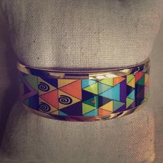 Multicolor Bangle NWOT Multicolor Aztec Gold Bangle - NEVER WORN Jewelry Modern Multicolor Cuff Bangle Bracelet, Modern Multicolor Bangle Cuff Bracelet, Modern Adjustable Multicolor Cuff Bracelet, Elegant Multicolor Bracelets For Summer, Aztec Gold, Gold Bangle, Gold Bangles, Cuff Bracelets, Leather Bracelet