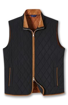 Diamond stitching distinguishes this puffy quilted vest that's built with a two-way zipper to easily regulate your temperature. Two-way front-zip closure Stand collar Sleeveless Lined, with synthetic fill 100% polyester Machine wash, line dry Made in Vietnam Holiday Pajamas, Kids Uggs, Clutch Pouch, Diamond Stitch, Quilted Vest, Holiday Sweater, Cold Weather Accessories, Diamond Quilt