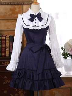 Classic Cotton Long Sleeves Ruffle Lolita Dress Victorian Dress With Ruffles For Halloween, Victorian Ruffled Dress For Halloween, Fitted Vintage Dress With Ruffles For Cosplay, Victorian Ruffle Dress For Cosplay, Victorian Dress With Ruffles For Cosplay, Fitted Vintage Dress With Ruffles And Doll Collar, Gothic Vintage Dress With Ruffles For Costume Party, Vintage Victorian Dress With Ruffles For Halloween, Gothic Victorian Dress With Ruffles And Long Sleeves