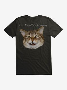 Lightweight 100% combined ring spun cottonWash cold; dry lowImportedListed in men's  unisex sizes Monday Cat, Tomorrow Is Monday, Location Icon, Cat T Shirt, Cat Shirt, Cat T, Cat Shirts, Cat Tshirt, Mens Graphic Tee