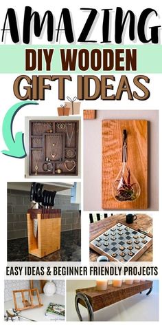 the cover of an amazing diy wooden gift idea book, with pictures of different items