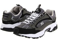 SKECHERS Stamina - Nuovo Navy/Black - 6pm.com Skechers Outfit, Mens Skechers, Buy Shoes Online, Shoe Company, Charcoal Black, Clogs Shoes, Skechers Shoes, Sport Man, Nubuck Leather