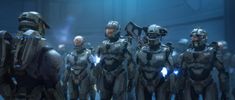 a group of sci - fi soldiers standing next to each other