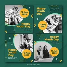 instagram post templates for canva | social media post design | habiburrahman06 Instagram Post Design, International Youth Day, Abstract People, Facebook Cover Template, Youth Day, Publicidad Creativa