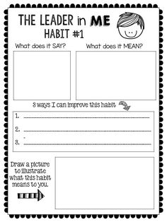 the leader in me worksheet for students to learn how to say what does it mean