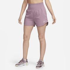 These shorts are the ones that are down for everything you do—from long walks to HIIT to running errands. Their silky-smooth, ultrasoft woven fabric is balanced with sweat-wicking tech so you have ultimate comfort while feeling dry as you work out. An extra-high waistband sits above your hips for a hugging, supportive fit. Functional Purple Bottoms For Sports, Functional Purple Sports Bottoms, Purple Short Leg Sports Bottoms, Casual Purple Running Bottoms, Functional Purple Running Bottoms, Purple Athleisure Bottoms For Running, Purple Go-dry Bottoms, Purple Workout Shorts With Short Legs, Purple Athletic Shorts For Training